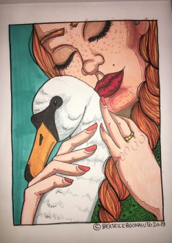 Leda e il cigno - Copic on paper